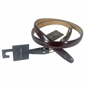 NEW CALVIN KLEIN Sz. L Italian Calfskin Skinny Belt Brown Leather USA #B1286